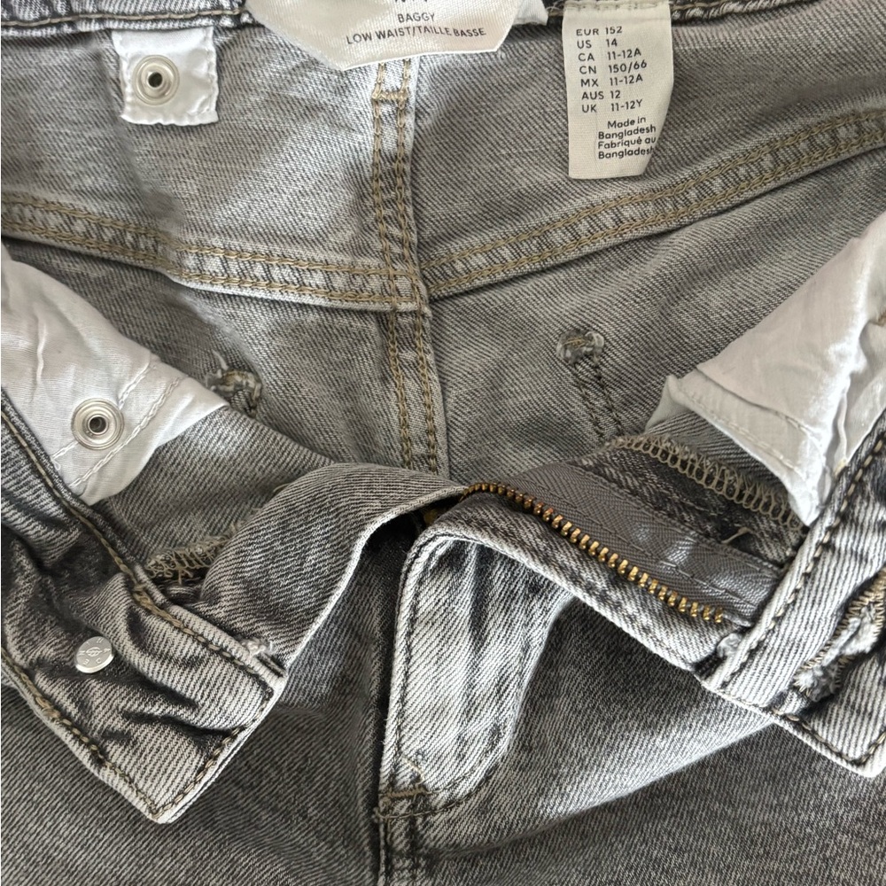 H&M Gray Denim Jeans with Gold Accents
